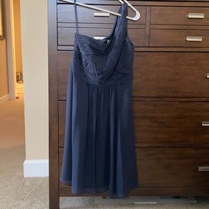 Size 4 Ann Taylor one shoulder dress in navy